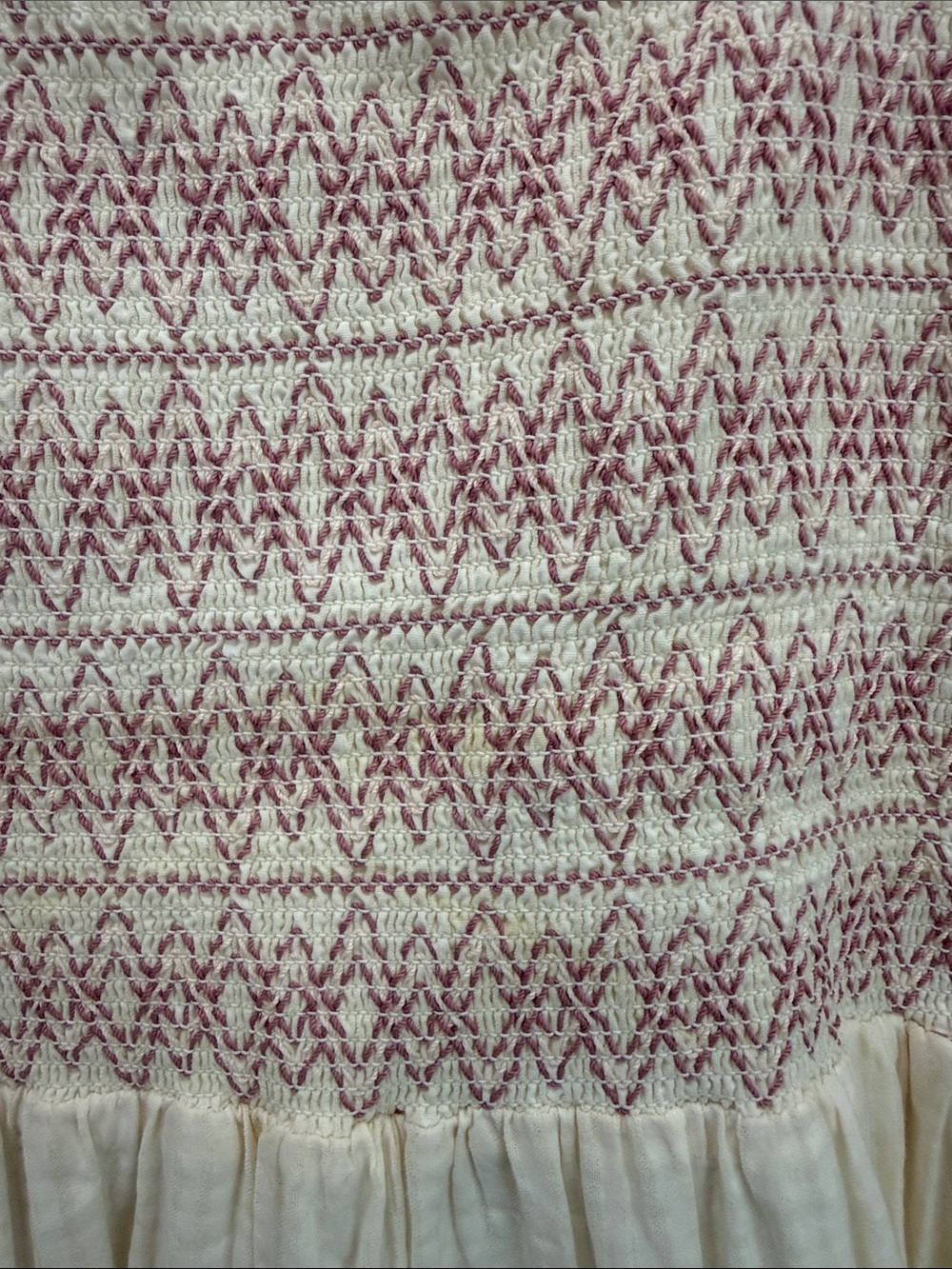 Madewell Cream Tiered Smocked Sundress with Pink Detail - Picture 5 of 5